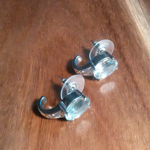 Montezuma Prasiolite Stainless Steel J-Hoop Earrings - Picture 2 of 8